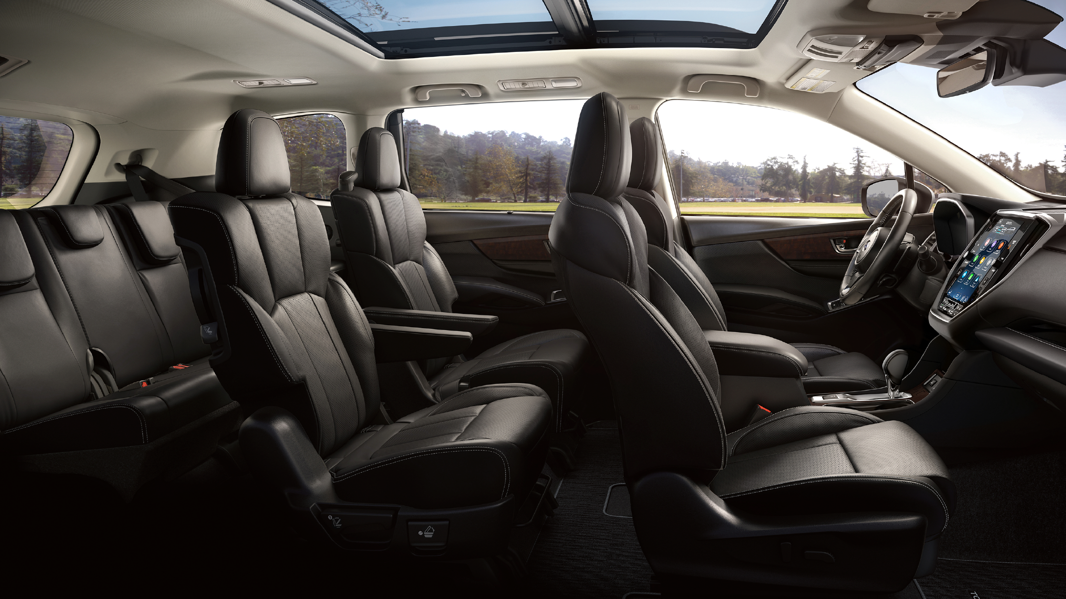 Vista interior de Subaru mostrando el tapiz de los asientos