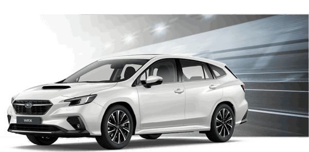 Subaru Sportwagon color blanco perlado sobre fondo futurista