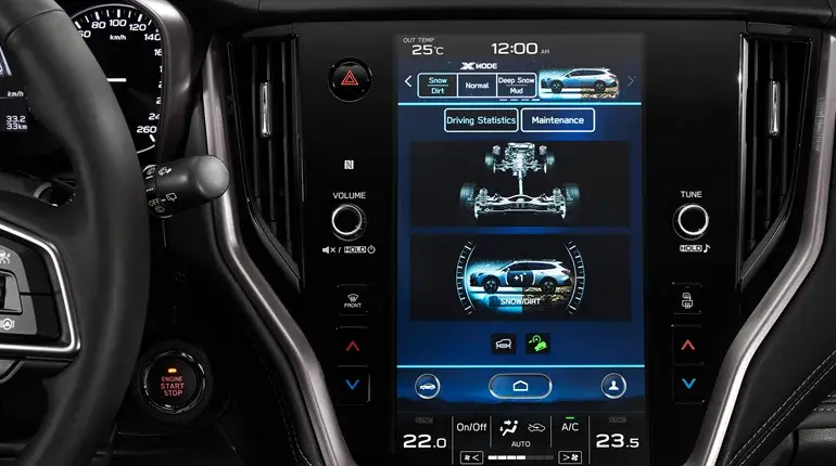Pantalla táctil inteligente con configurador de herramientas de seguridad de Subaru