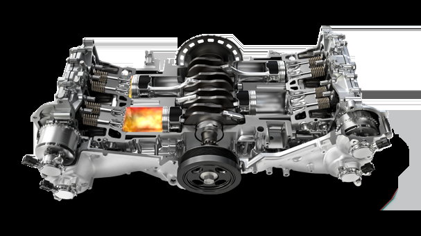 Sección transversal de un motor, mostrando sus componentes internos y el proceso de combustión.